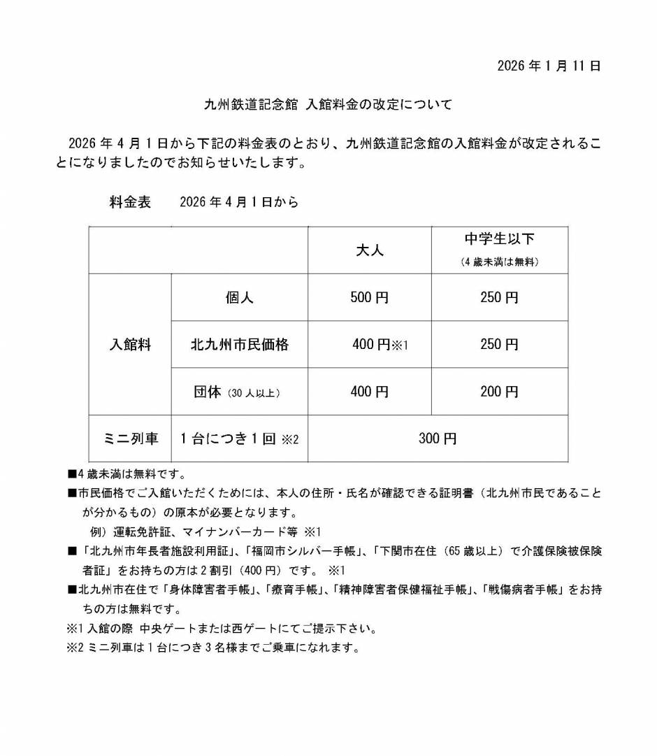 入館料金の改定について